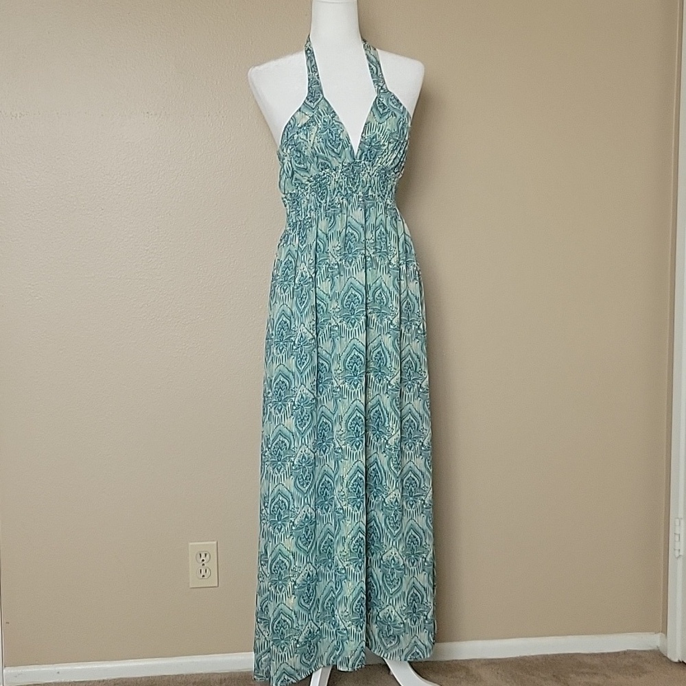 Dress Forum Green Boho Printed Halter Maxi Dress - Size Medium